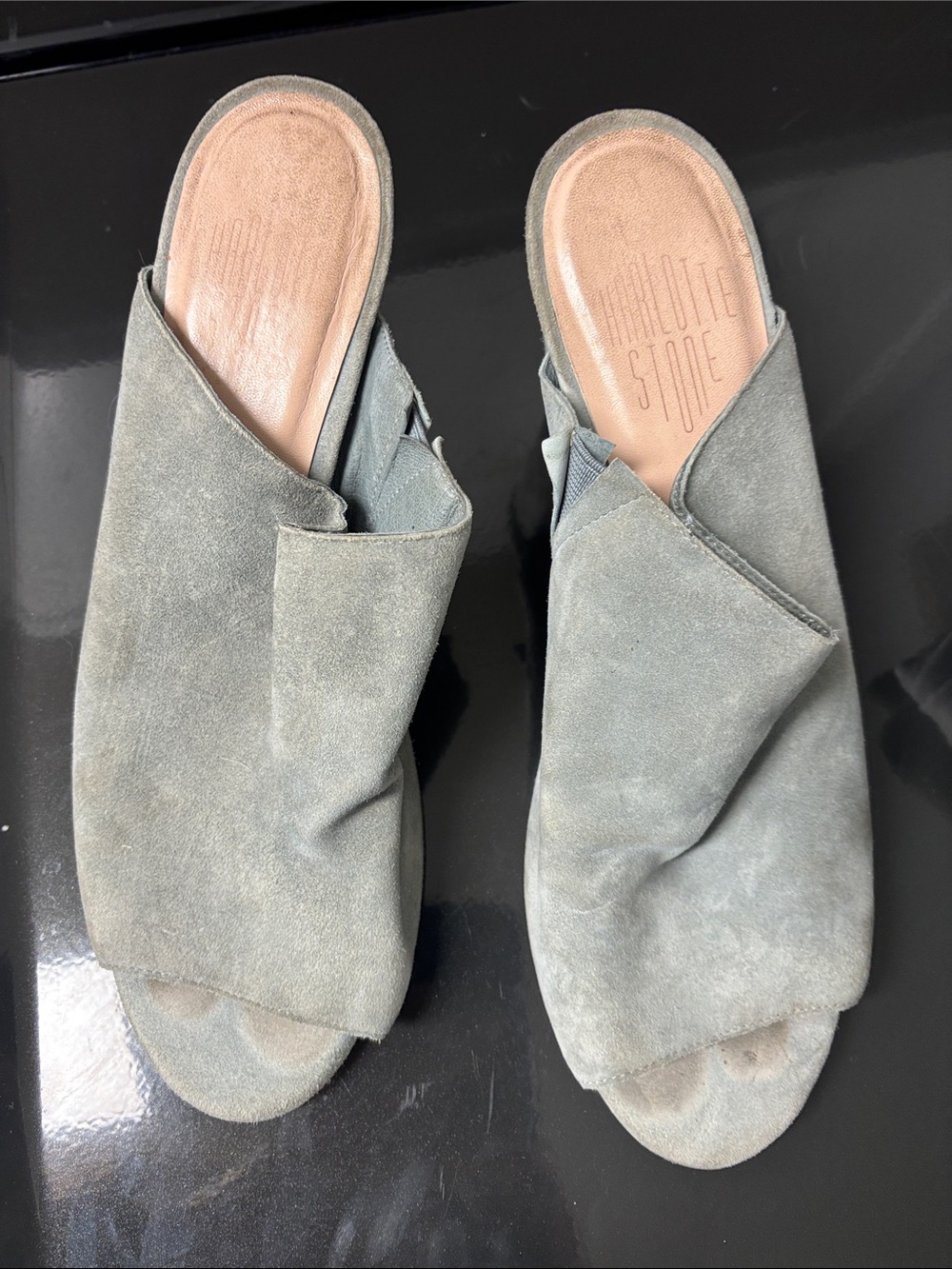 Charlotte stone Women's Suede Slip-On Mules in Light Gray